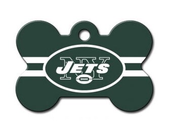 New York Jets Licensed NFL LARGE Bone Shape Personalized Custom Engraved Pet ID Tag- Free Shipping