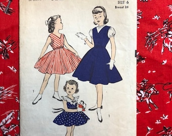 Vintage 1959s Advance sewing pattern 6296 size 6 Girls Dress Jumper and Blouse Complete