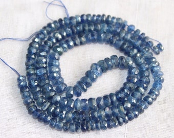 Multi KYANITE Micro Faceted Roundels,4mm,Best Price Natural,Super-Finest-AAA-Gorgeous Quality