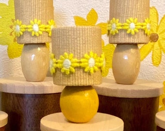 1/12 scale miniature handmade lamps with vintage daisy trim