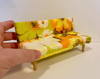 Handmade 1/12 Scale Miniature Midcentury Floral Couch