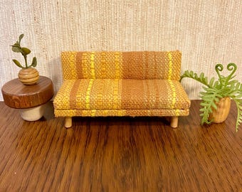 1/16 scale miniature handmade midcentury couch sofa in vintage fabric