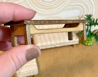 1/16 scale miniature handmade midcentury duo tone coffee table