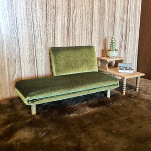 1/12 Scale Miniature Mid-Century Couch Sofas Green Gold Floral