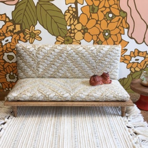 1/12 Scale Miniature Handmade Midcentury Couch Tan