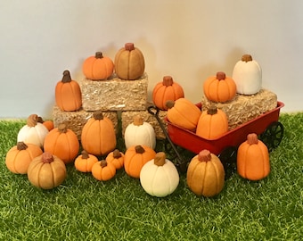 10 Miniature Handmade Pumpkins