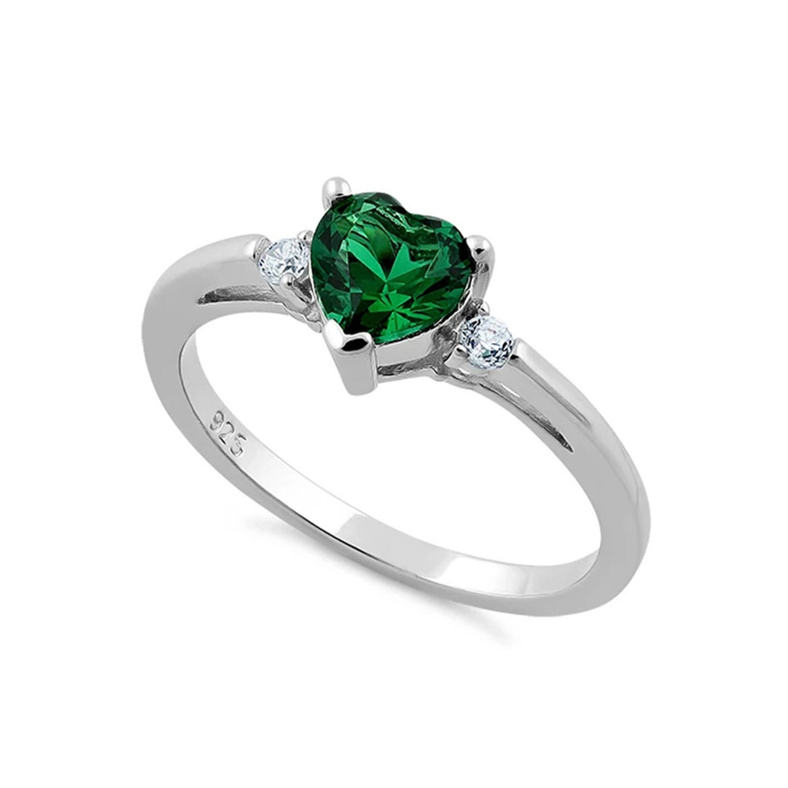Green CZ Gemstone Ring 925 Sterling Silver Women Friendship | Etsy