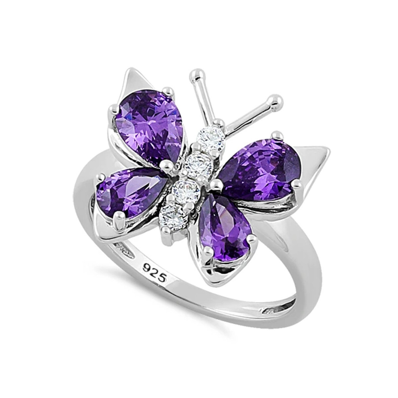 Butterfly Ring 6X4 MM Pear Cut Purple Amethyst Gemstone Etsy