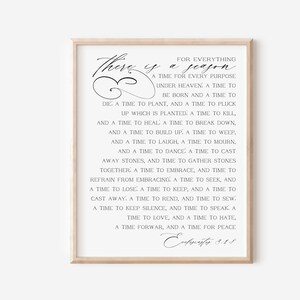 For Everything There is a Season Print - Ecclesiastes 3:1-8 - Bible Verse Wall Art - Bible Verse Print - Christian Wall Art - Printable