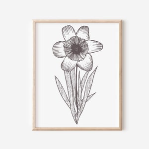Daffodil Print: March Birth Flower Art (Instant Digital Download