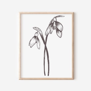 Snowdrop Flower Print: January Birth Flower Art (Digital Download)