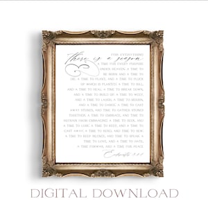 For Everything There is a Season Print - Ecclesiastes 3:1-8 - Bible Verse Wall Art - Bible Verse Print - Christian Wall Art - Printable