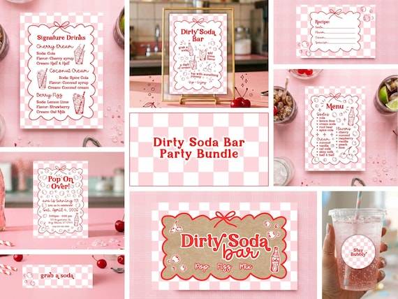 Dirty Soda Bar Sign, Dirty Soda Party Decor, Build Your Own Soda Bar Sign, Dirty Soda Menu Printable, Soda Bar Party Sign, Canva Editable