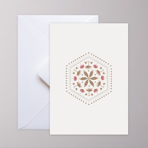 Klappkarte ›FLORALES KALEIDOSKOP – Nr. 5‹, Blüten, Blume, Blätter, Garten, Karte, Grusskarte, Geschenk, Gruß, Muster, Frühling