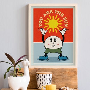 DRUCK ›You Are The Sun‹ / Wanddeko, Art Print, Sonne, Cartoon, Illustation, Retro Poster, Wandbild, Kinderzimmer