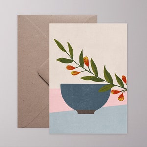 Klappkarte ›GREEN BRANCH‹, Blume, Floral, Retro, Vintage, Freundschaft, Geburtstag, Nostalgie