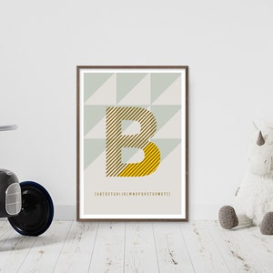DRUCK ›B-TYPEFACE‹ / ABC Karte, Wall Art, Wandbild, Poster, Kunstdruck, Alphabet, Typo Design, Modern, Geometrisch