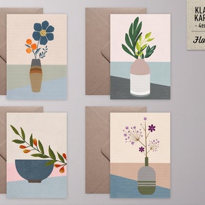 Klappkarten-Set ›FLOWER Mix‹, Blumen, floral, Geburtstag, Muttertag, Vintage, pastellig