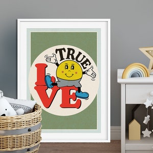 DRUCK ›True Love‹ / Wanddeko, Art Print, Comic, Cartoon, Illustation, Retro Poster, Wandbild, Kinderzimmer, Liebe, Smiley