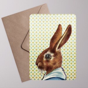 Karte Hase ›Follow the bunny‹, Osterkarte, Vintage, Frohe Ostern