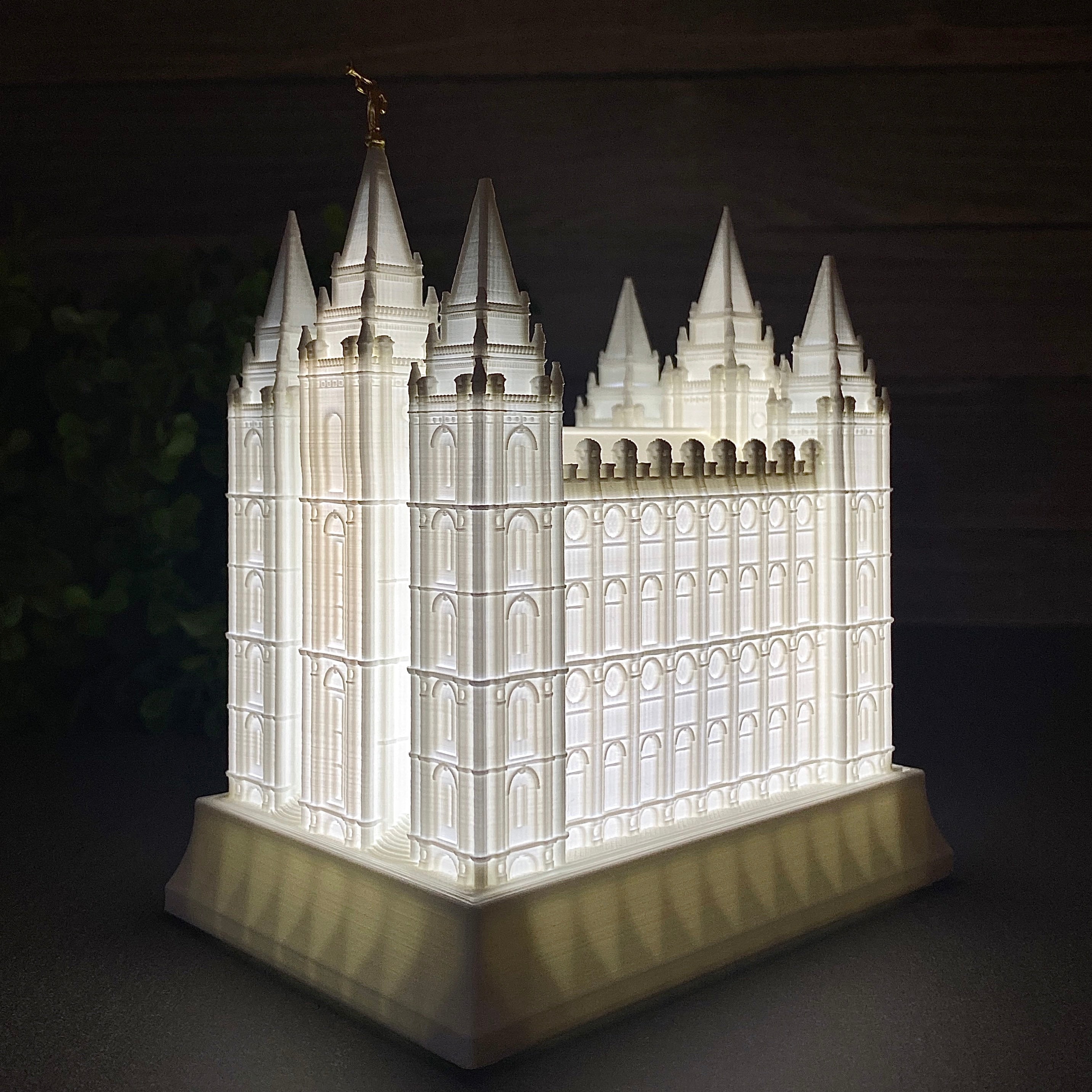 Salt Lake City Utah Latter-day Temple Night Light Statue