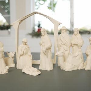Minimalistic Geometric Low-poly 11-Piece Nativity Set | Christmas | 3D Printed