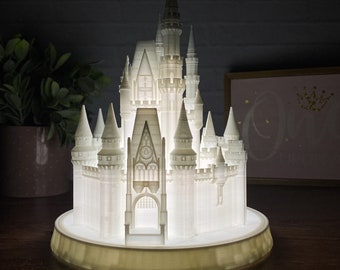 Assepoester Kasteel Nachtlampje - Lamp - Kinderkamer - 3D Geprint - Miniatuur - Beeld - Replica - Disney