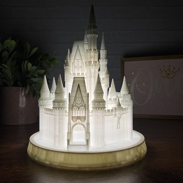 Veilleuse Château de Cendrillon - Lampe - Chambre d'enfant - Imprimée en 3D - Miniature - Statue - Réplique - Disney