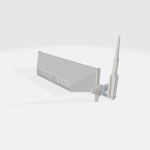 Può includere: Un modello 3D bianco di un edificio di chiesa con un alto campanile e una lunga struttura rettangolare.