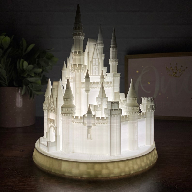 Cinderella Castle Night Light Lamp Kids Room 3D Printed Miniature Statue Replica Disney image 2