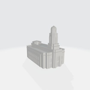 May include: A white model of a church with a tall steeple and a rectangular base. The church has a simple design with a few windows and a door.