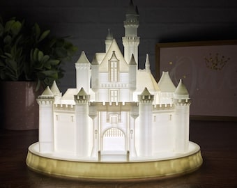 Sleeping Beauty Castle Night Light - Lampe - Chambre d’enfants - Imprimé en 3D - Miniature - Statue - Réplique - Cake Topper - Disney