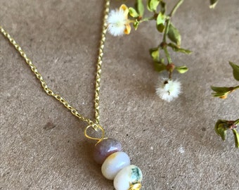 Natural fancy jasper minimalist style pendant choker
