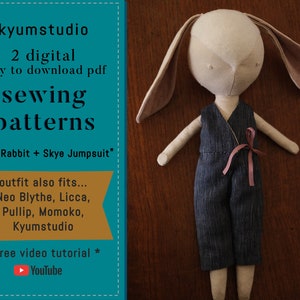 EASY DIGITAL pdf { Amie Doll + Skye Jumpsuit } for Blythe, Licca, Pullip, Azone doll clothes dress. Doll pattern. Doll Outfit Sewing Pattern
