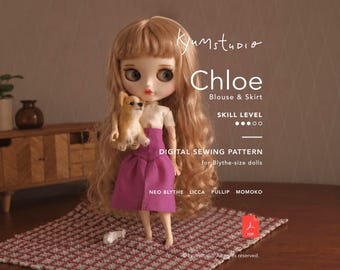 Blouse and Skirt Blythe Sewing Pattern PDF | Instant Download Doll Clothes Pattern for Neo Blythe