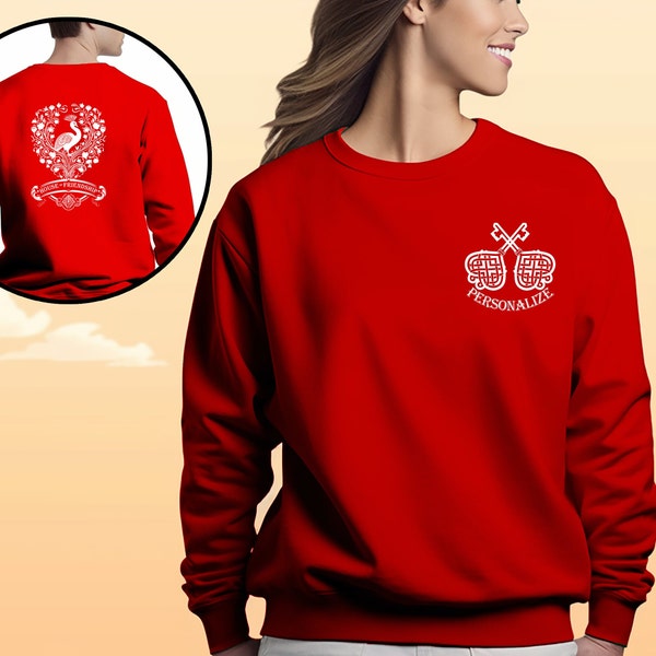 Personalized Unisex Adult Crewneck Sweatshirt House of Friendship Red Team Custom Crewneck for House of Friendship Sweater for School Spirit