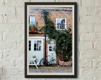 London Mews Notting Hill Wall Art Digital Print London Photography Botanical Print Floral Art Bicycle Digital Download London in Bloom