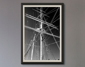 Ship Art Nautical Photography Boat Decor Coastal Print Beach Decor Moody Printable Wall Art Black and White Nautical Home Decor Wall Print