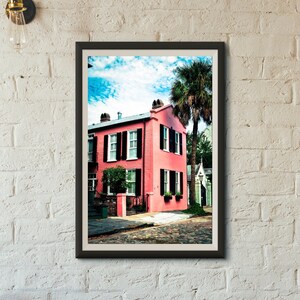 Charleston Photography Digital Download Pink Row House Charleston SC Pink Home Wall Art Southern Home Charleston Low Country Art Home Decor