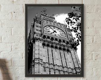 Big Ben Black and White Wall Art London Poster Instant Download Modern Home Decor Fine Art Print Travel Photography Printable Art Street Art