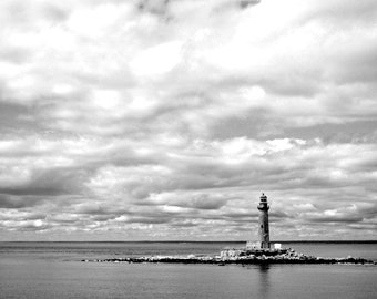 Ocean Photography Lighthouse Art Black and White Coastal Art Digital Download Printable Art Nautical Decor Ocean Landscape Gallery Wall