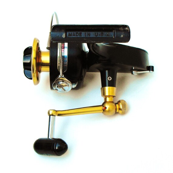 Vintage Penn 712Z black and gold power drag spinning reel made in USA,  1970's saltwater spinfisher, excellent fishing reel, angler gift