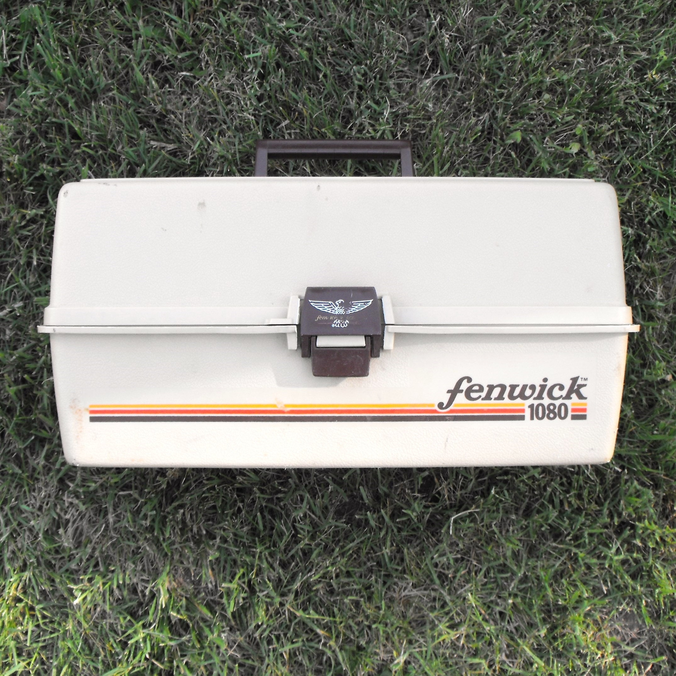 Fenwick 1080 Tackle Box, Optional Contents 3.75 Lb. of Assorted Various  Tackle, Vintage Gear Container With Hinged Lid, 3 Cantilever Trays -   Finland