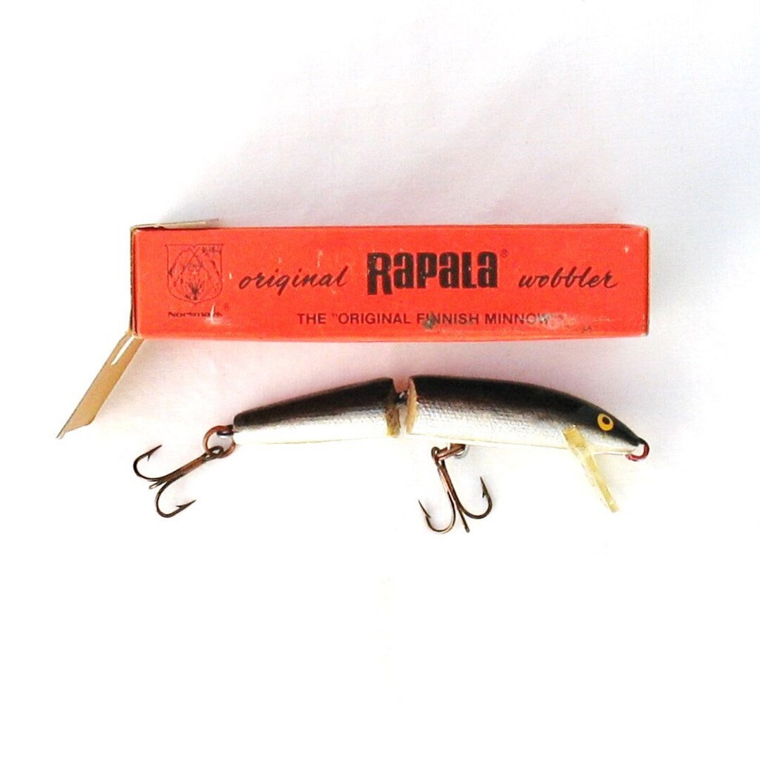 Vintage Rapala Floating Jointed Wobbler Finland Fishing Lure in Box With 2  Treble Hooks, Very Good Vintage, 1970s Artificial Bass Bait 