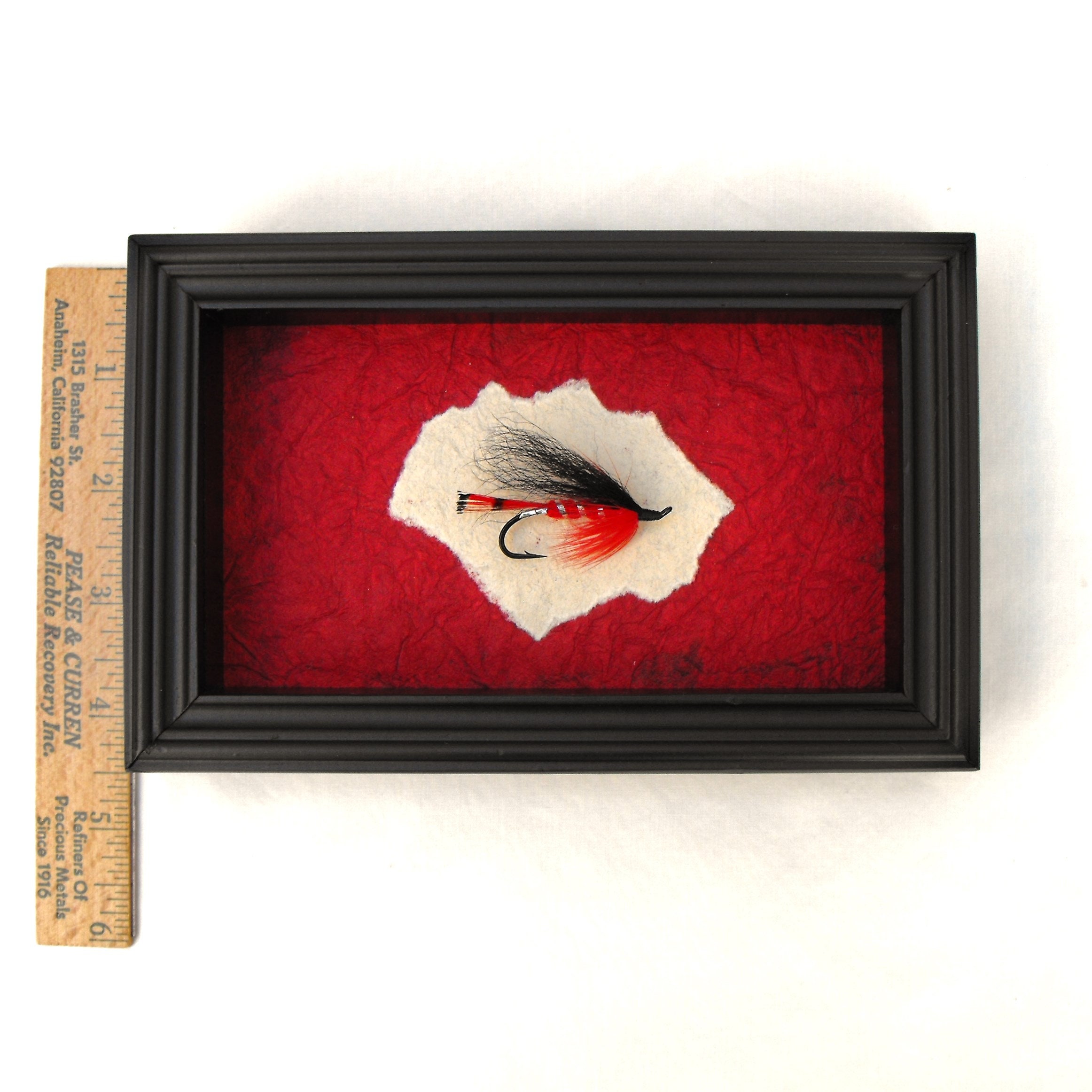 Fishing Fly Display Fisherman Desk Accent Red and Black Etsy
