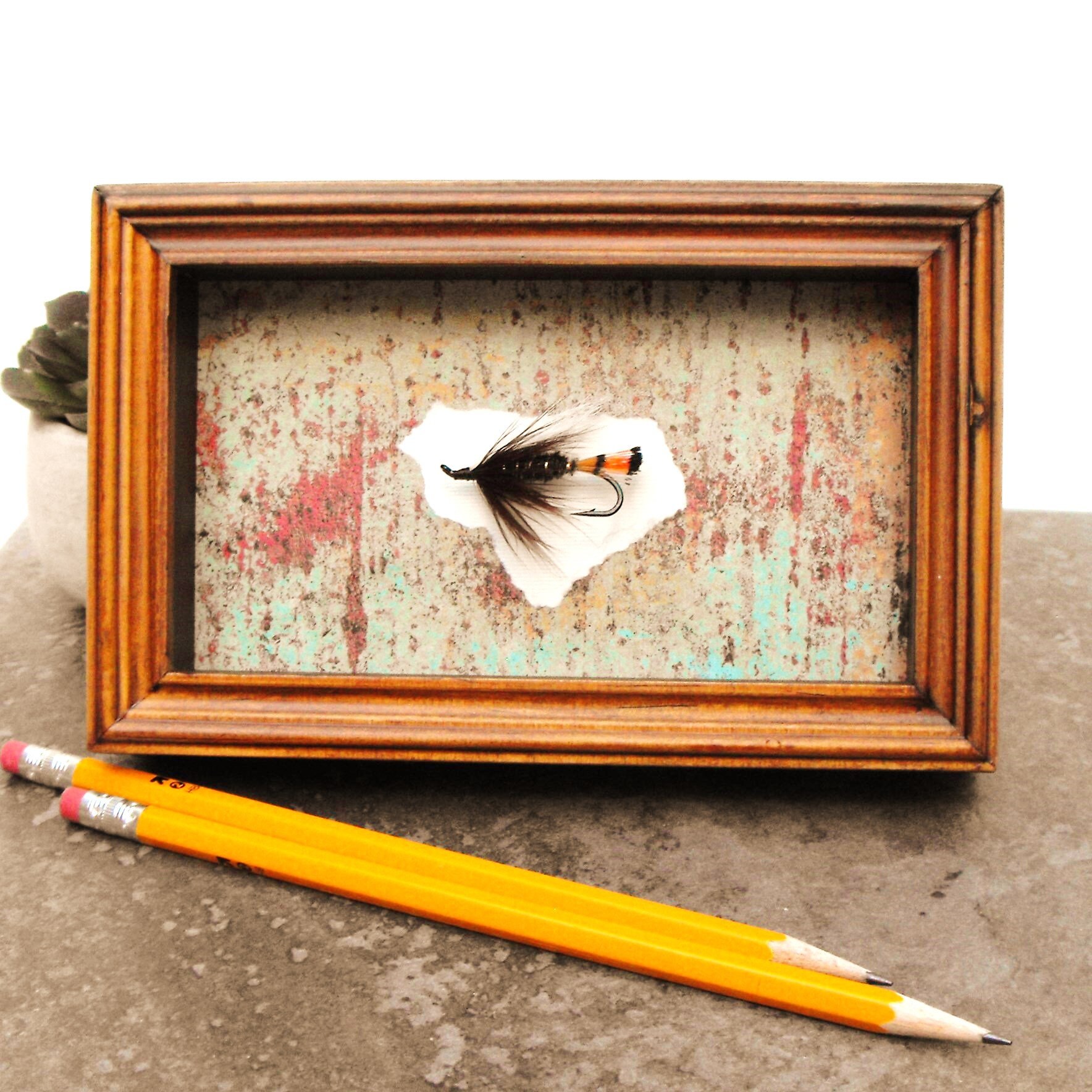 Fishing fly shadow box art fisherman's gift for angler Etsy