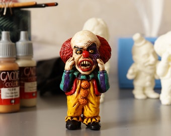 Handmade Horror Clown,  Halloween, Art Toy,  Figure, Collectible toy