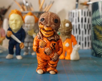 Pumpkin Masked Creature Figurine – Handmade Resin Cast – Horror Fan Art Inspired