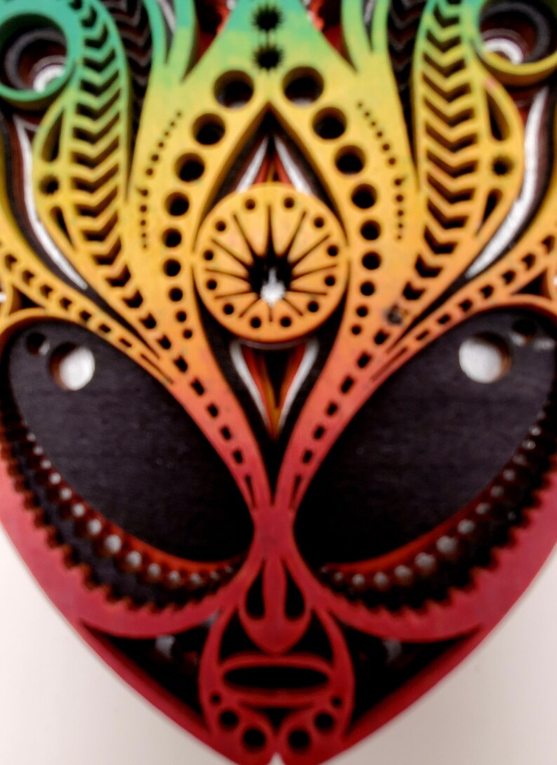 3D Multilayer Wooden Alien Mandala Sculpture Ornament 2.75 X 3.8" - Etsy