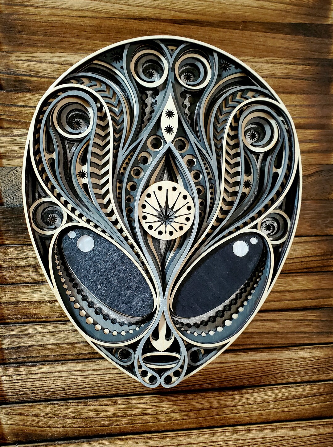 3D Multilayer Wooden Alien Mandala Sculpture Wall Art 12 X 9" - Etsy